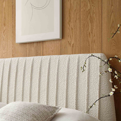 Lit coffre ottoman plissé Helia, beige bouclé