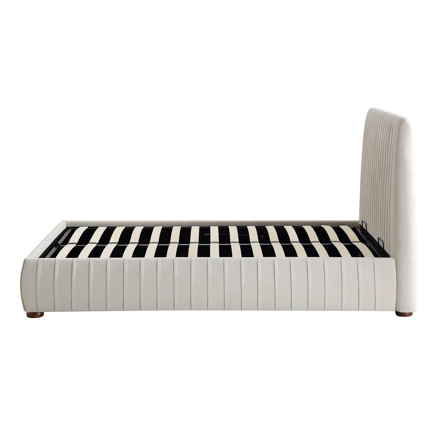 Lit coffre ottoman plissé Helia, velours champagne