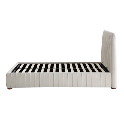 Lit coffre ottoman plissé Helia, velours champagne