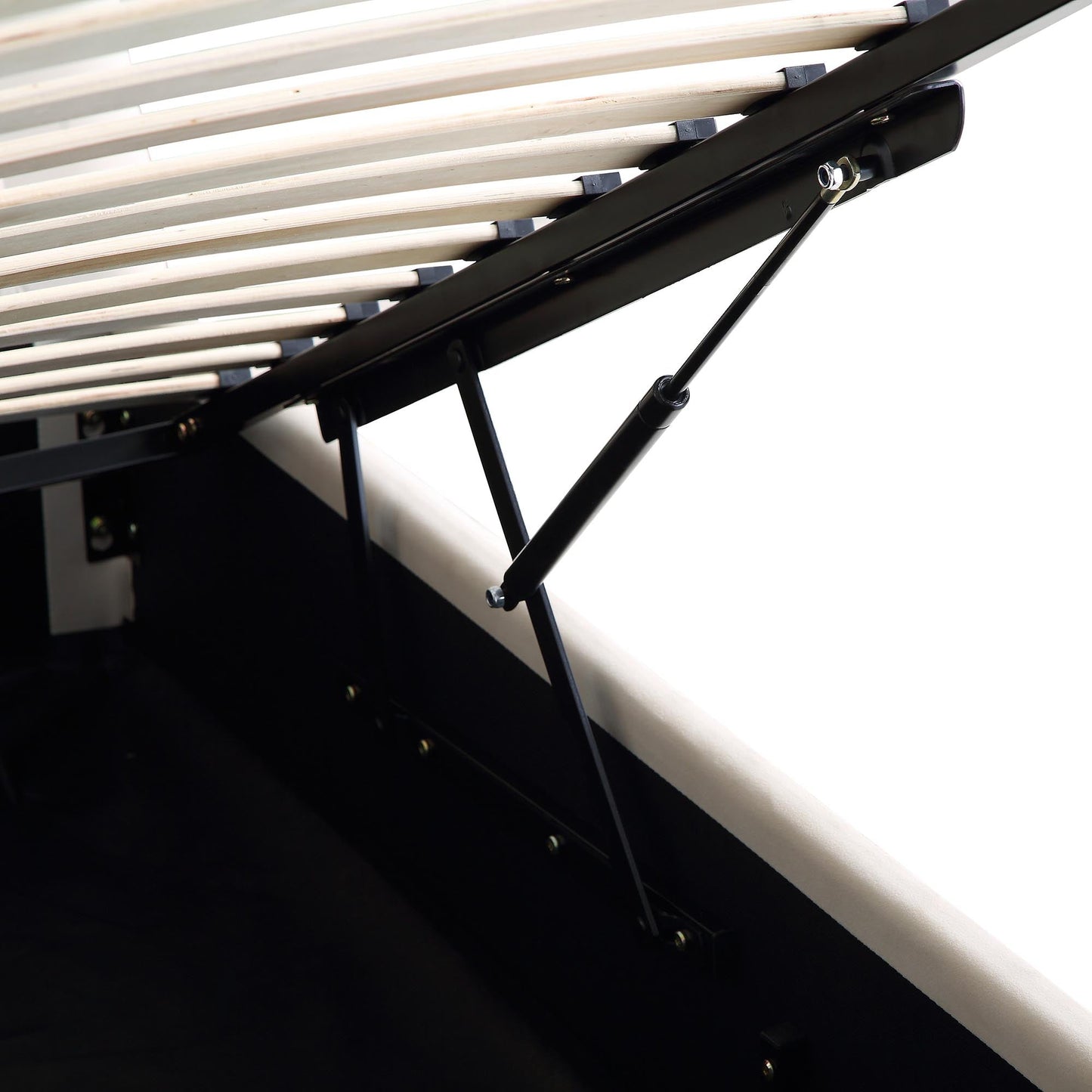 Lit coffre ottoman plissé Helia, velours champagne