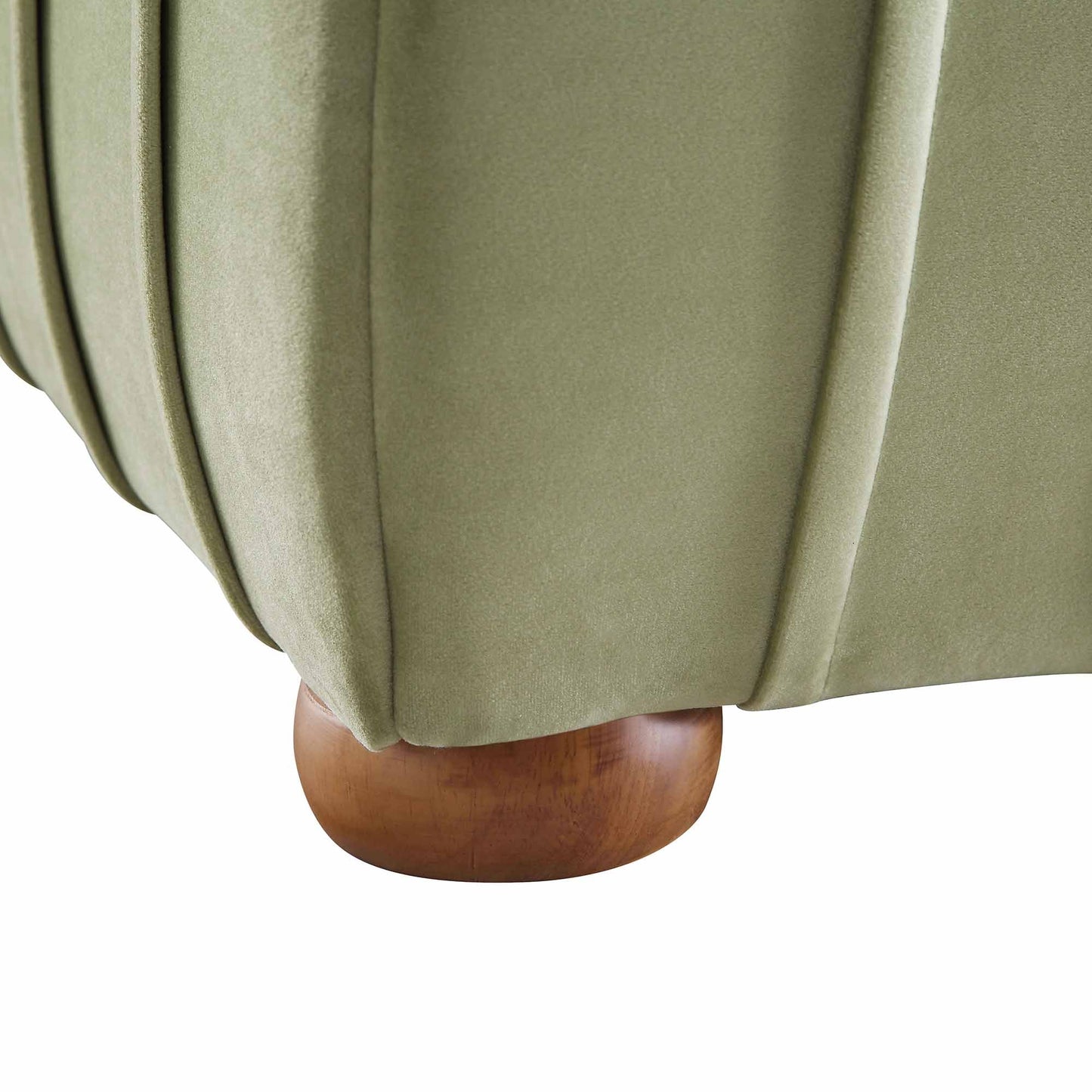 Lit de rangement ottoman plissé Helia, velours lichen