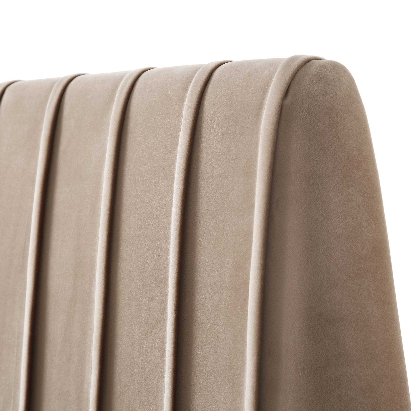 Lit coffre ottoman plissé Helia, velours taupe