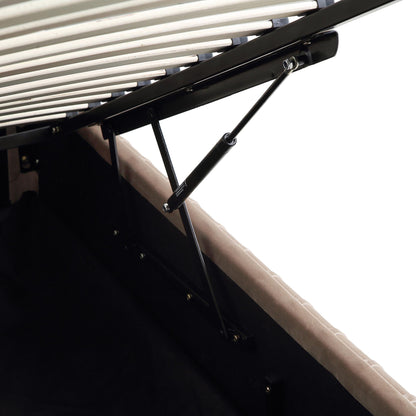 Lit coffre ottoman plissé Helia, velours taupe