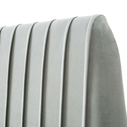 Lit coffre ottoman plissé Helia, velours gris argenté