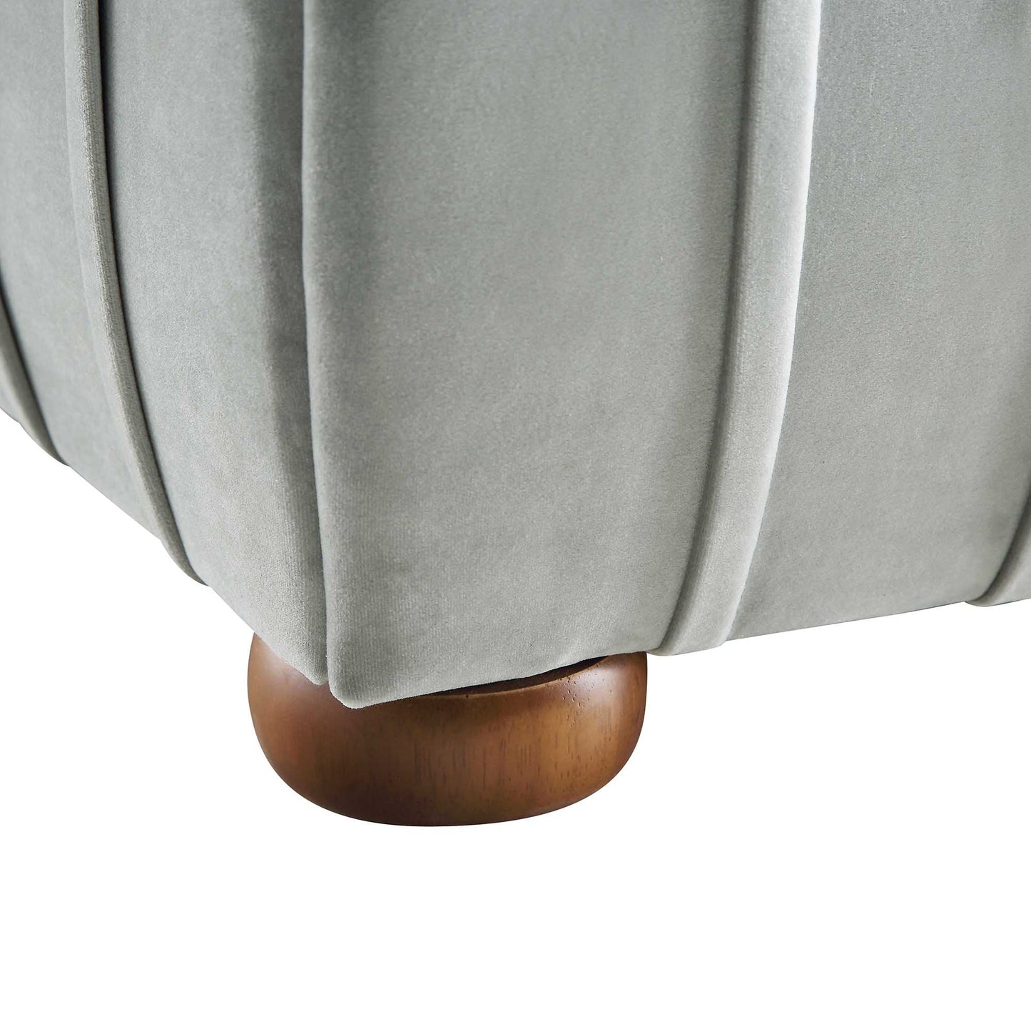 Lit coffre ottoman plissé Helia, velours gris argenté