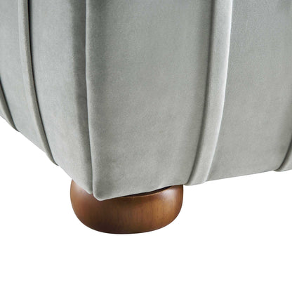 Lit coffre ottoman plissé Helia, velours gris argenté