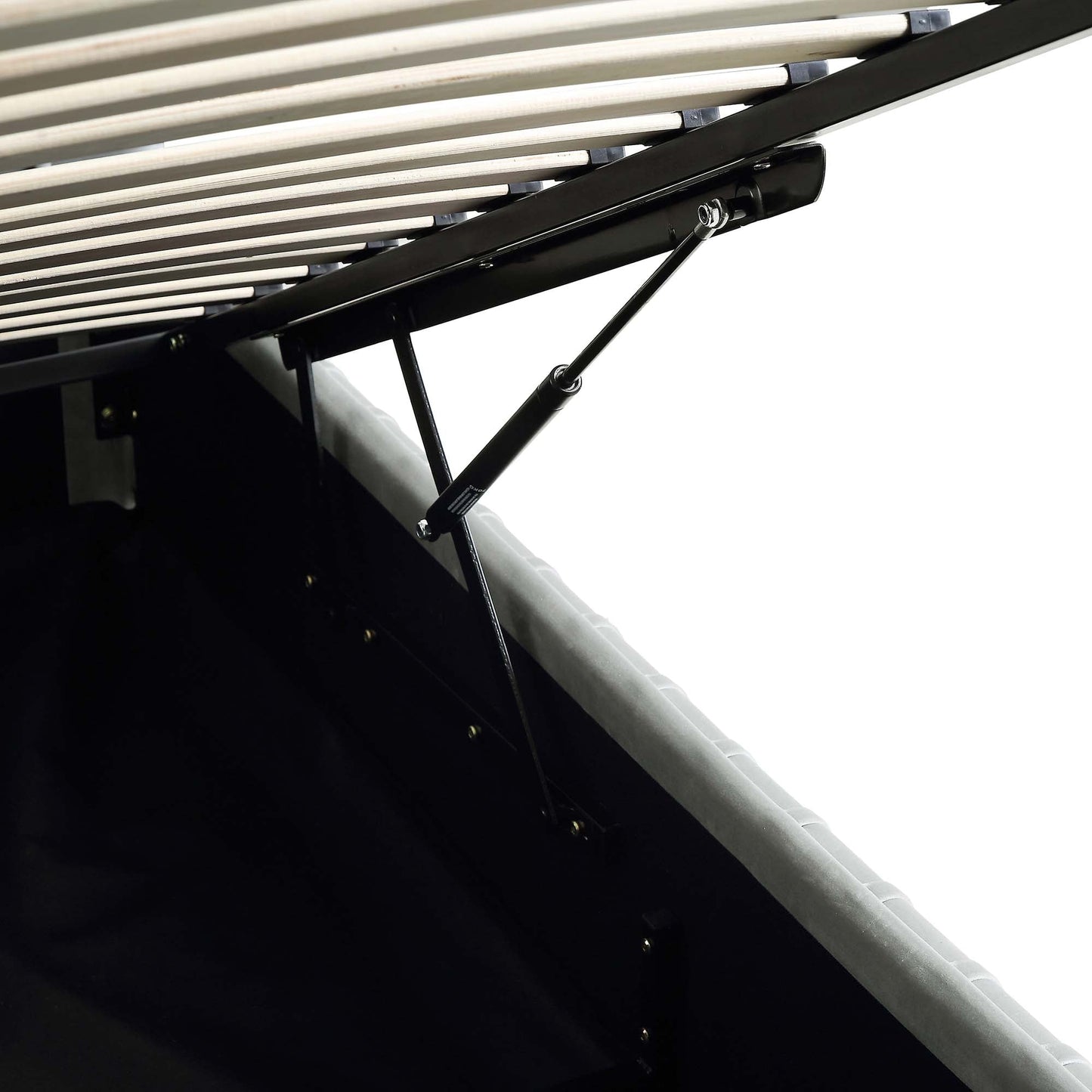 Lit coffre ottoman plissé Helia, velours gris argenté