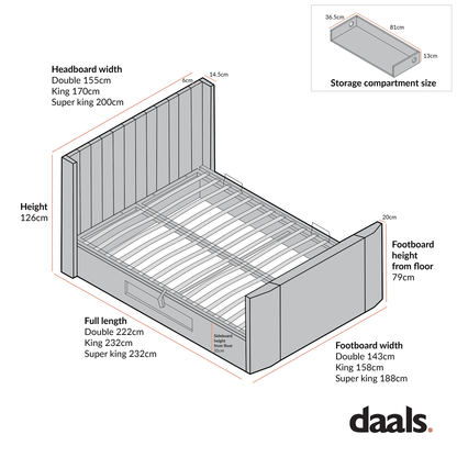 Lit TV ottoman en velours vert mousse Wilton
