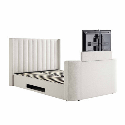 Lit TV ottoman Wilton White Boucle