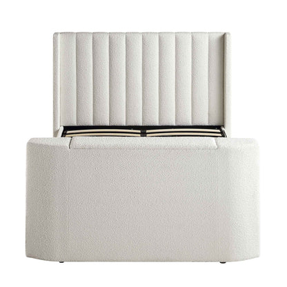 Lit TV ottoman Wilton White Boucle