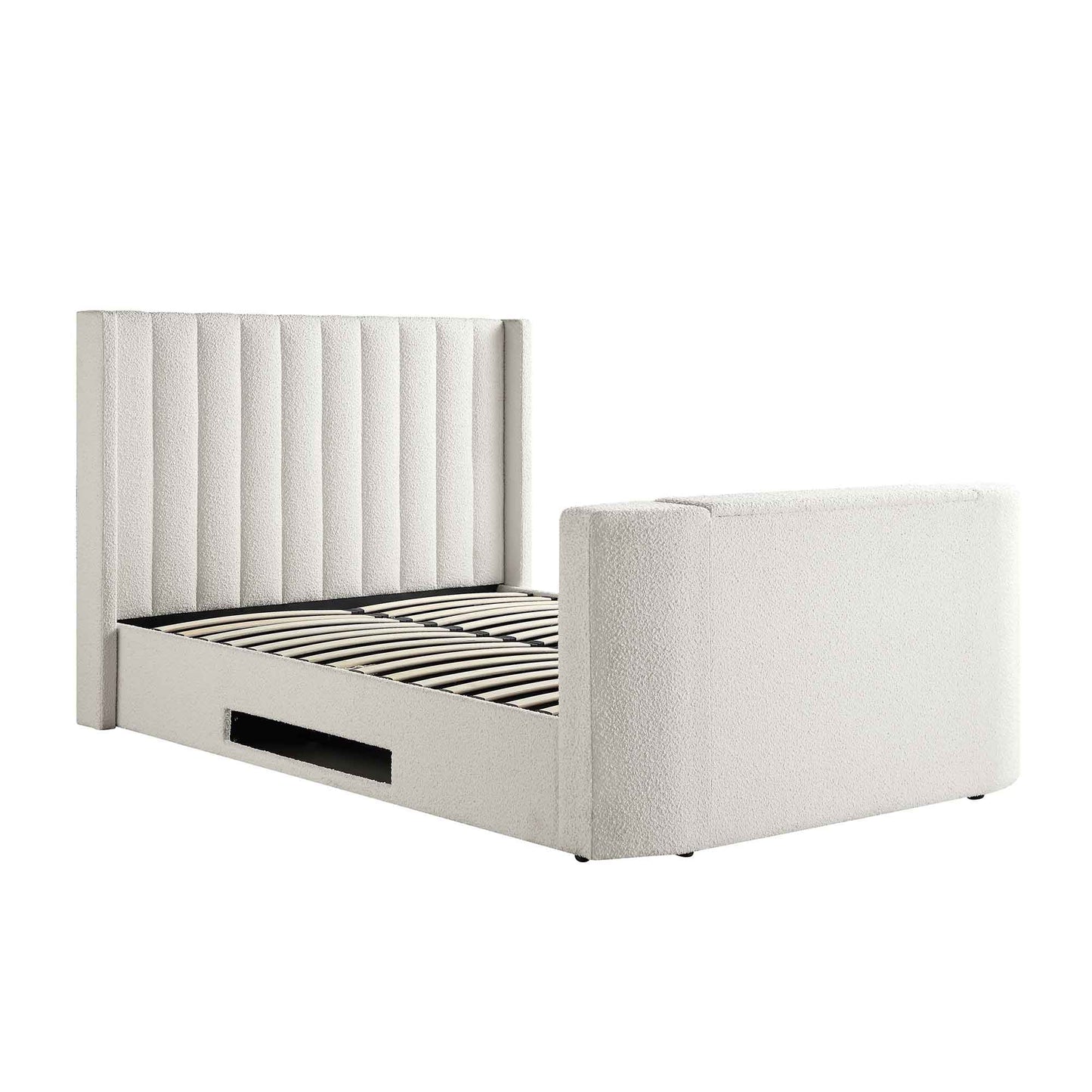 Lit TV ottoman Wilton White Boucle