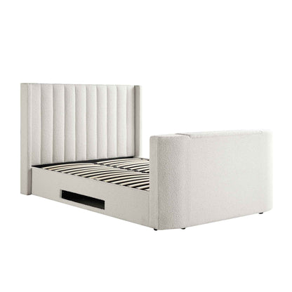 Lit TV ottoman Wilton White Boucle