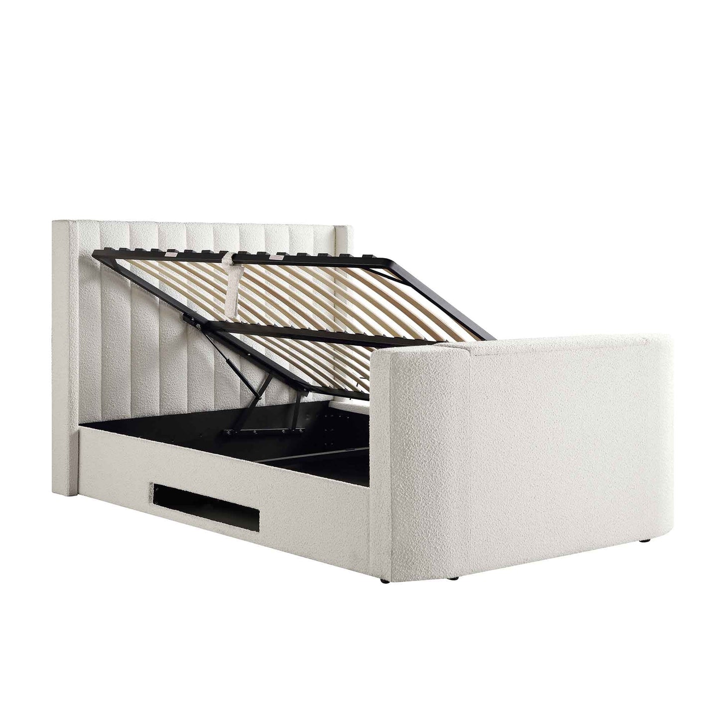 Lit TV ottoman Wilton White Boucle