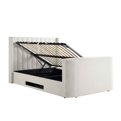 Lit TV ottoman Wilton White Boucle