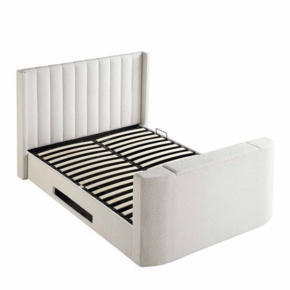 Lit TV ottoman Wilton White Boucle