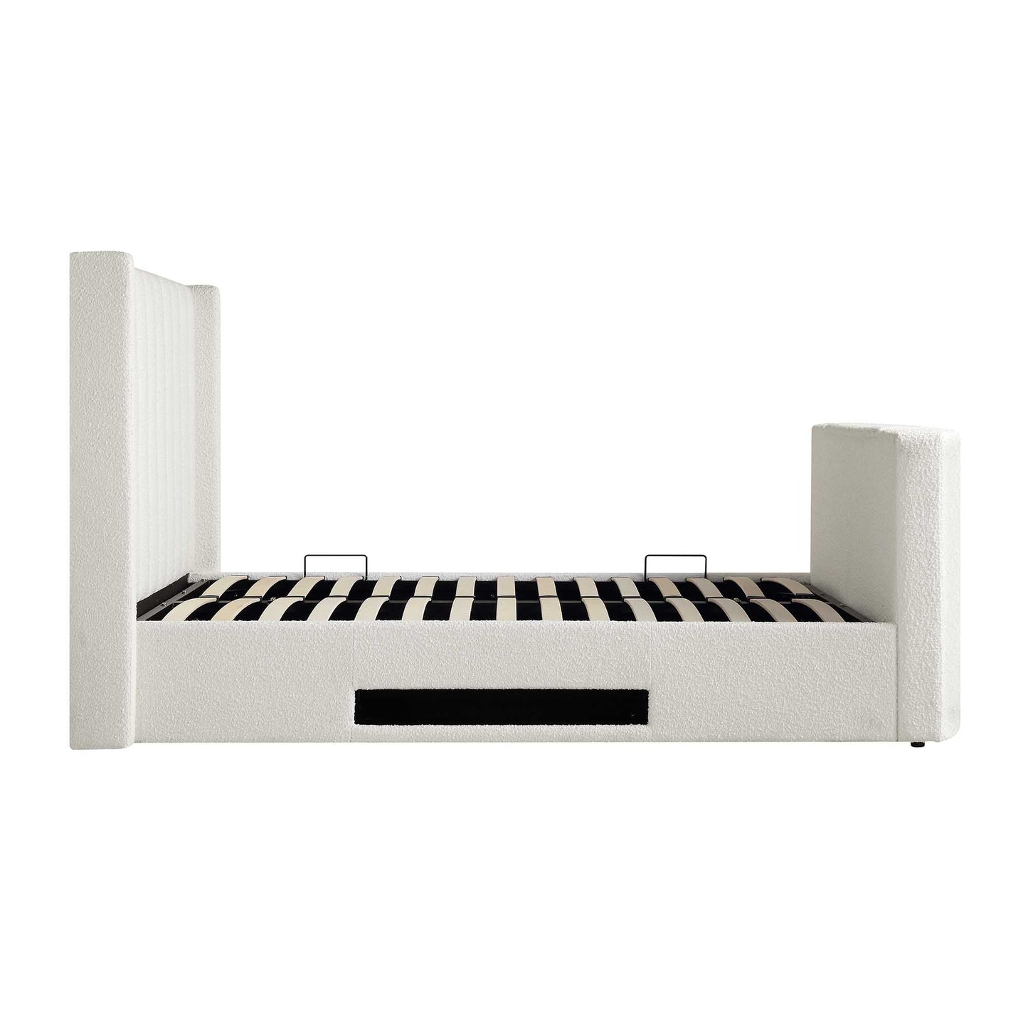 Lit TV ottoman Wilton White Boucle