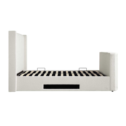 Lit TV ottoman Wilton White Boucle