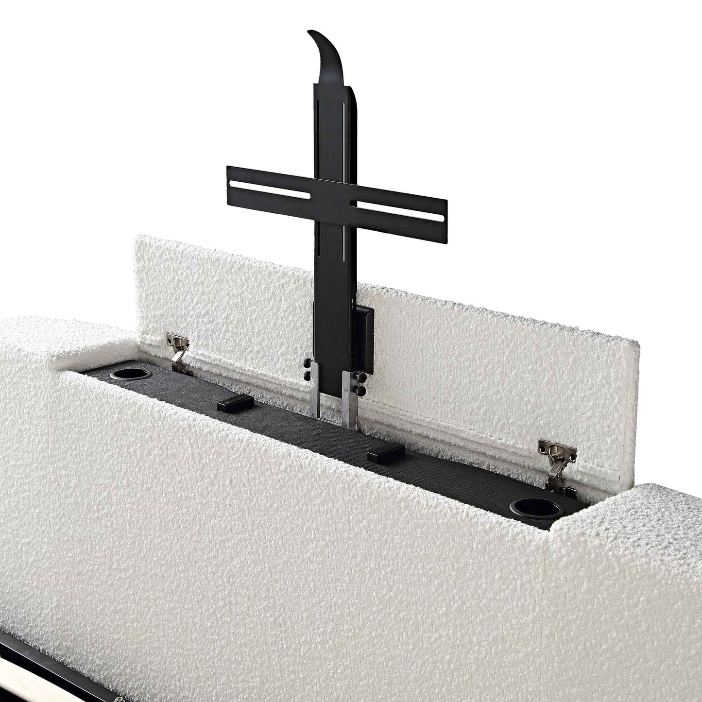 Lit TV ottoman Wilton White Boucle