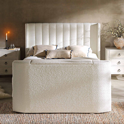 Lit TV ottoman Wilton White Boucle