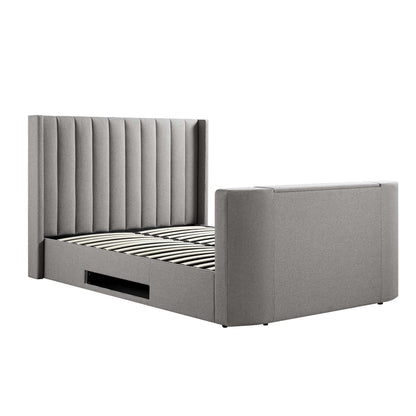 Lit TV ottoman en tissu gris Wilton
