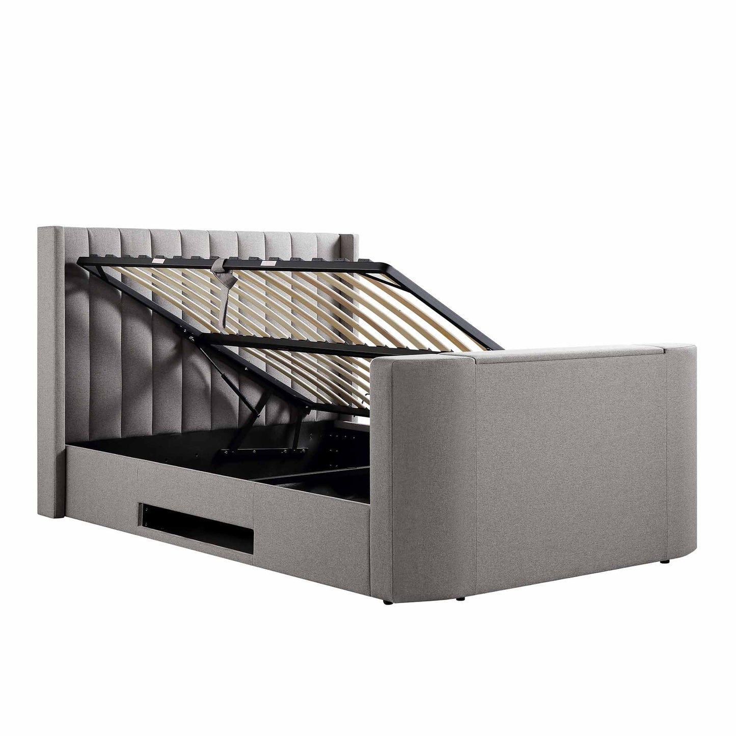 Lit TV ottoman en tissu gris Wilton