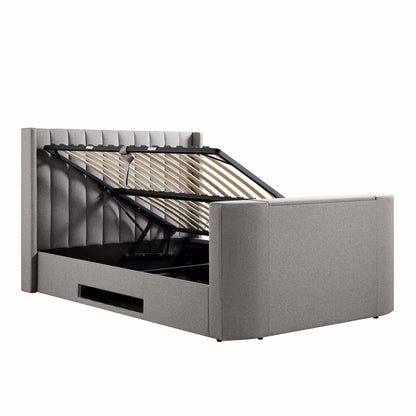 Lit TV ottoman en tissu gris Wilton