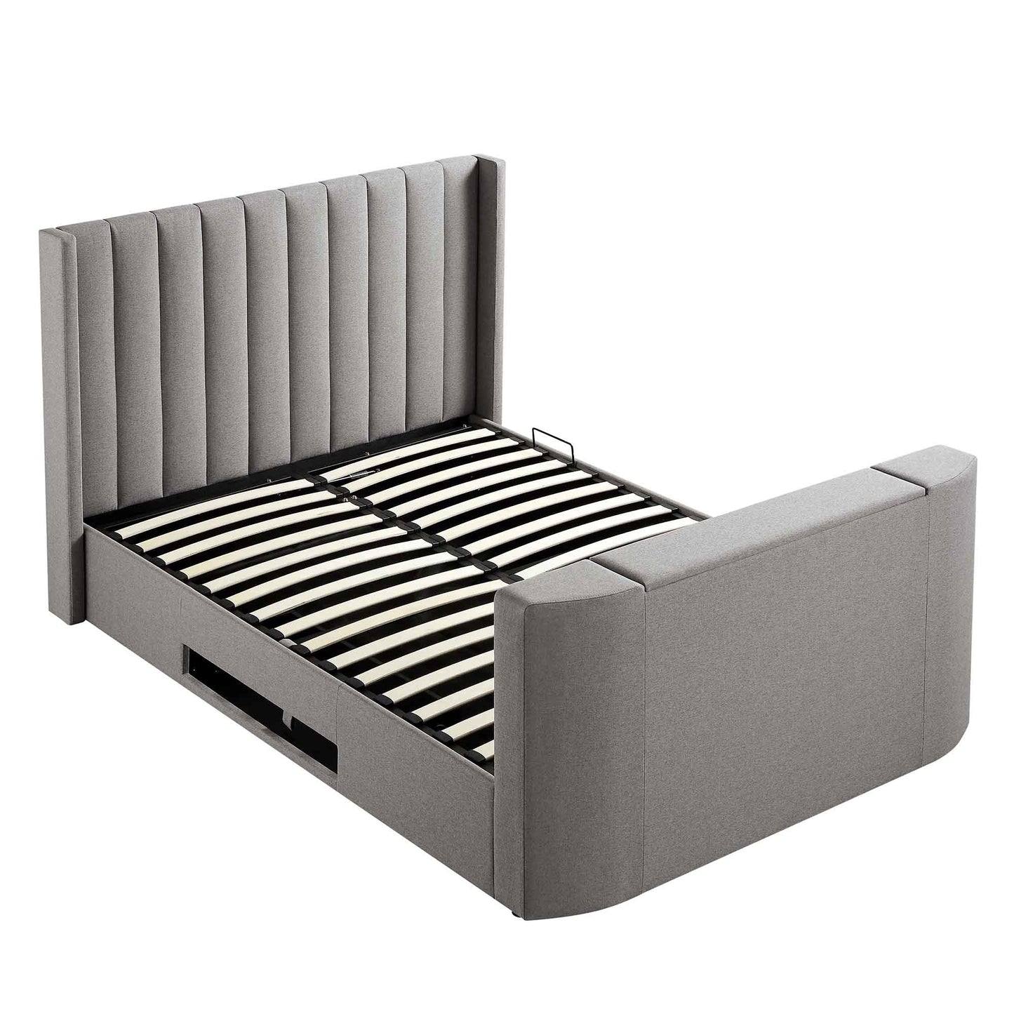 Lit TV ottoman en tissu gris Wilton