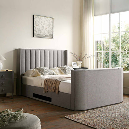 Lit TV ottoman en tissu gris Wilton