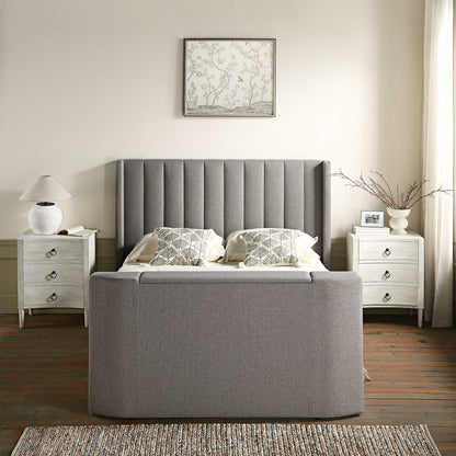Lit TV ottoman en tissu gris Wilton