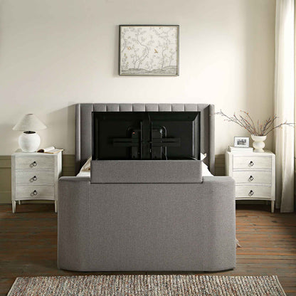 Lit TV ottoman en tissu gris Wilton
