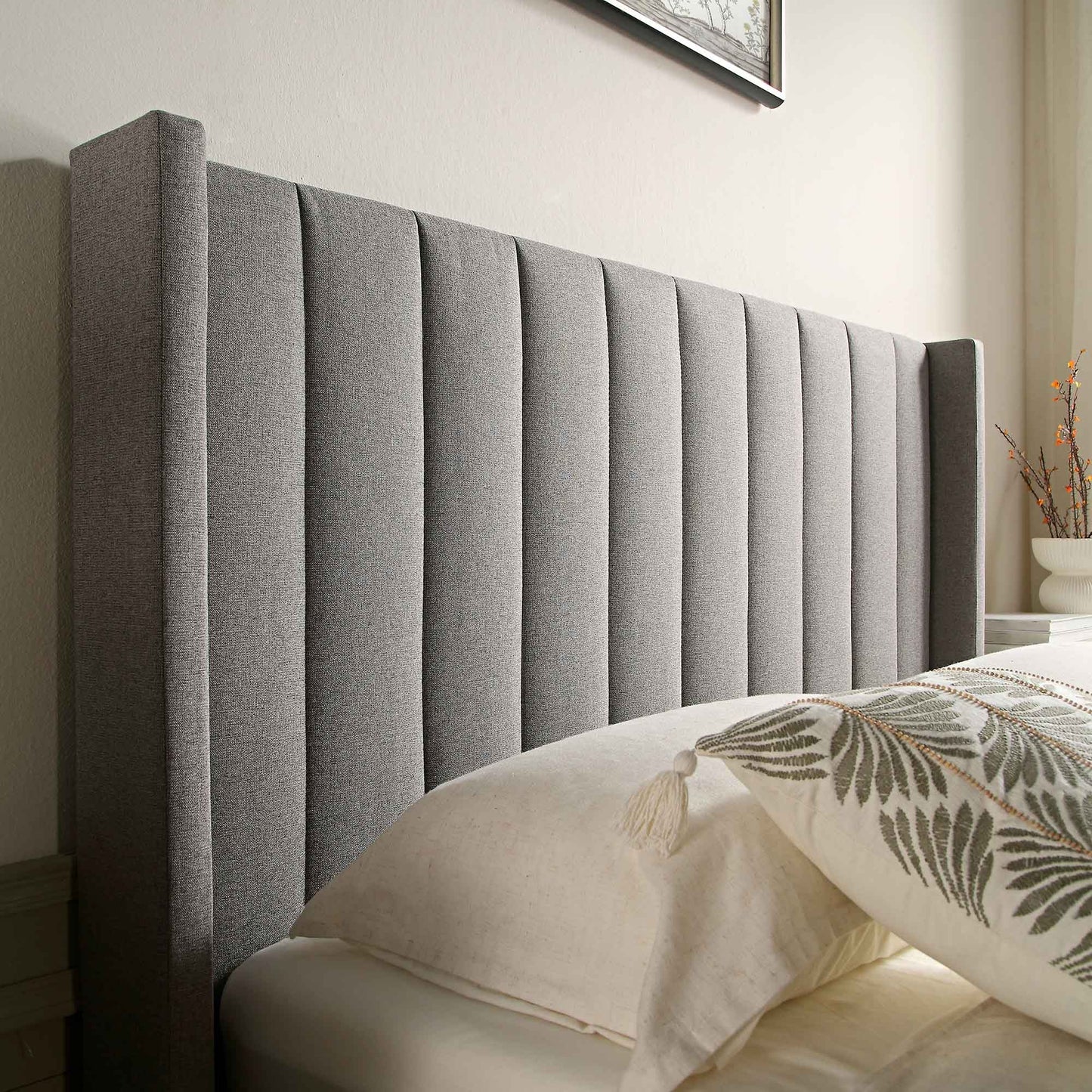 Lit TV ottoman en tissu gris Wilton