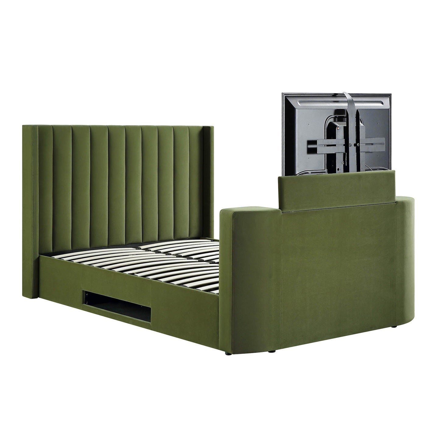 Lit TV ottoman en velours vert mousse Wilton