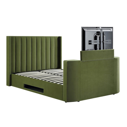 Lit TV ottoman en velours vert mousse Wilton