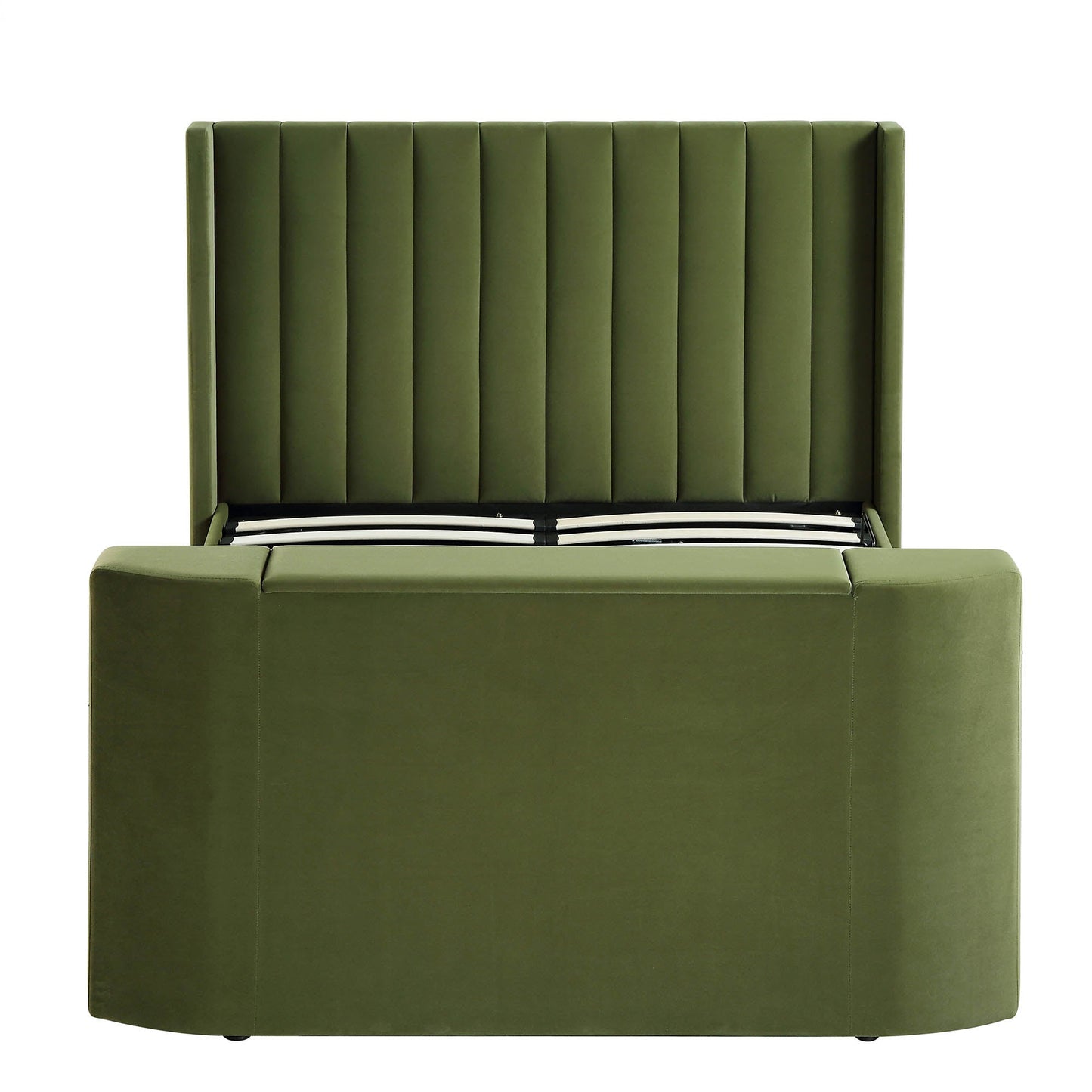 Lit TV ottoman en velours vert mousse Wilton