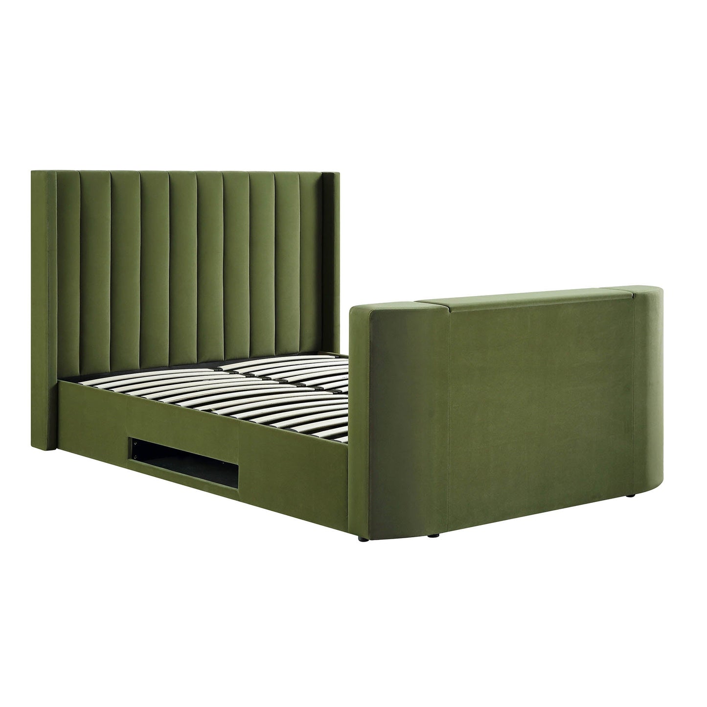 Lit TV ottoman en velours vert mousse Wilton