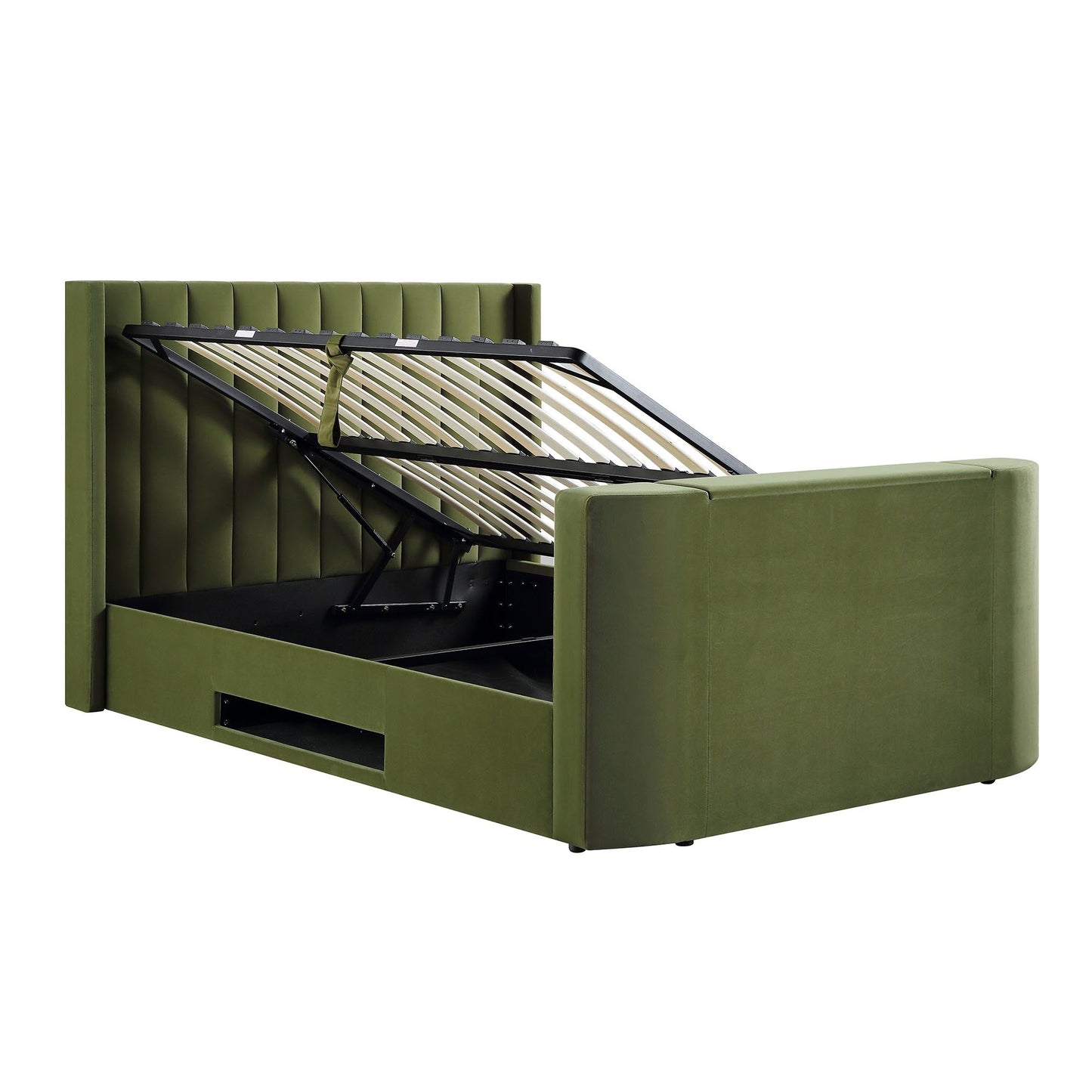 Lit TV ottoman en velours vert mousse Wilton