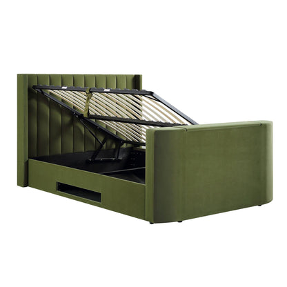 Lit TV ottoman en velours vert mousse Wilton