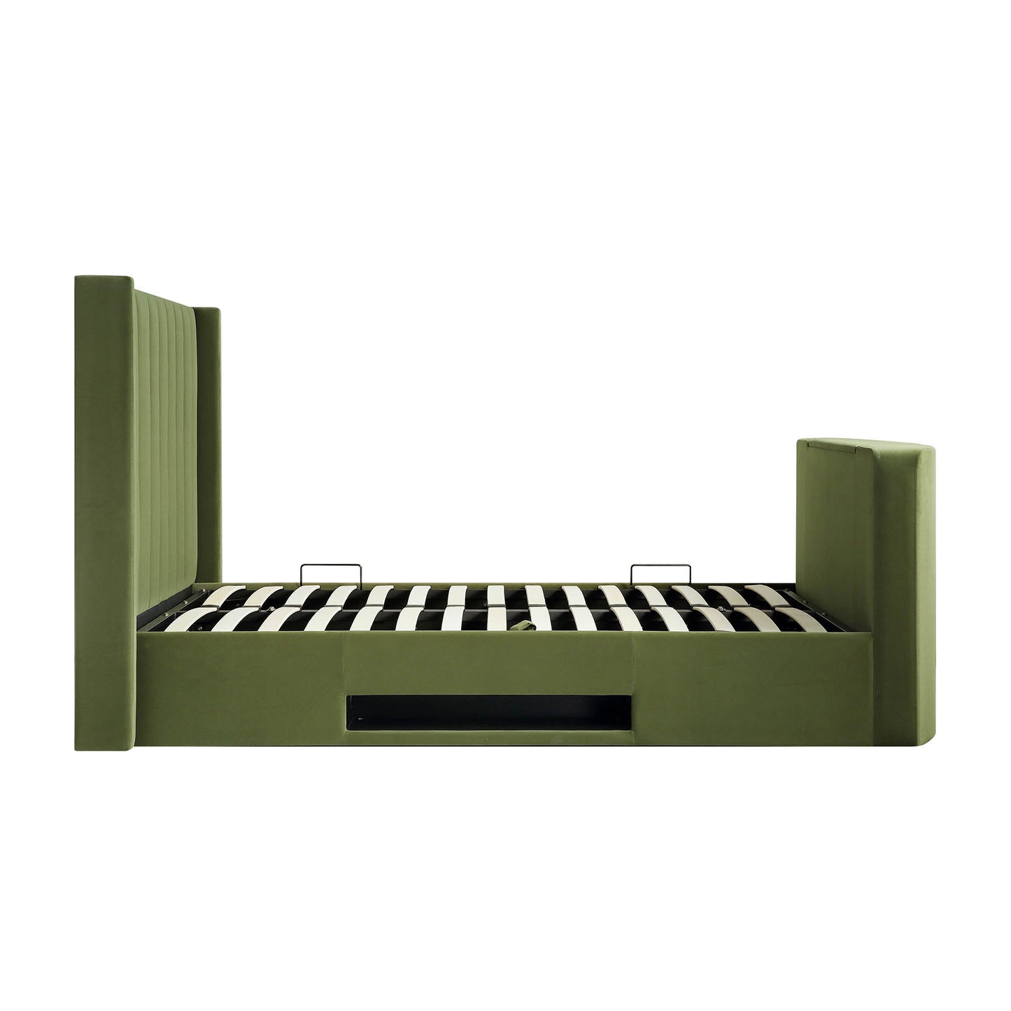 Lit TV ottoman en velours vert mousse Wilton