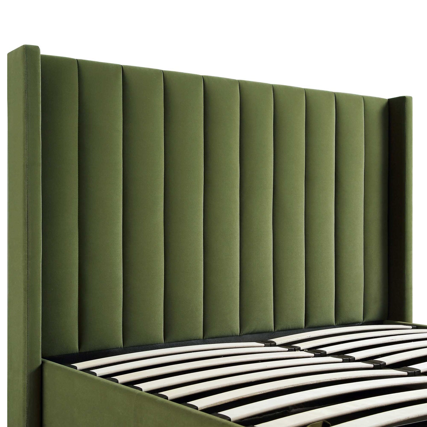 Lit TV ottoman en velours vert mousse Wilton