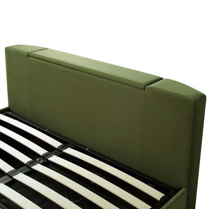 Lit TV ottoman en velours vert mousse Wilton