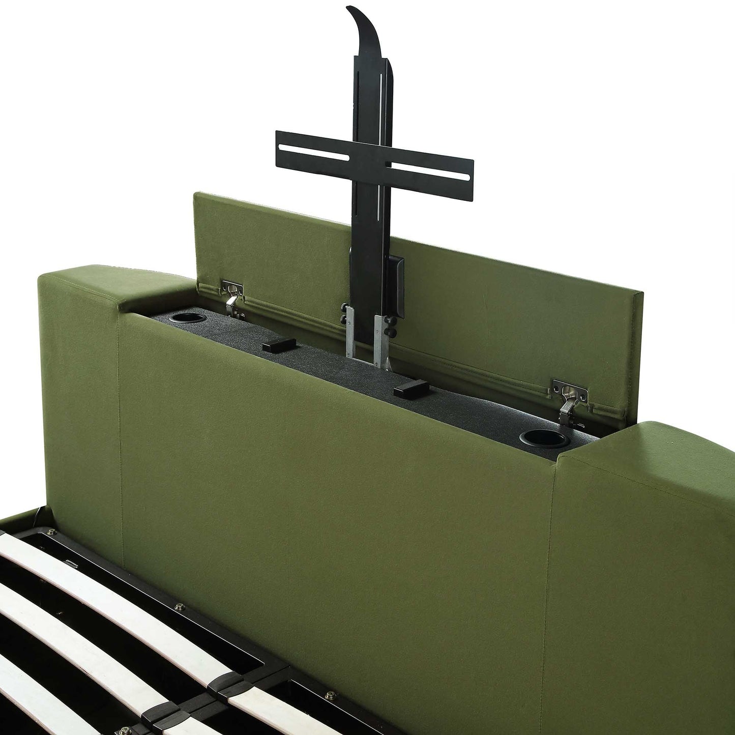 Lit TV ottoman en velours vert mousse Wilton