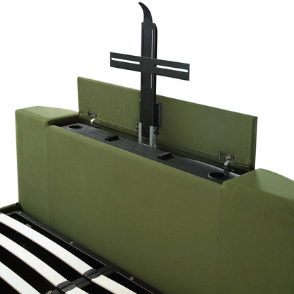Lit TV ottoman en velours vert mousse Wilton