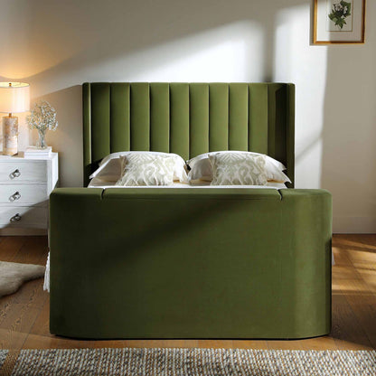 Lit TV ottoman en velours vert mousse Wilton