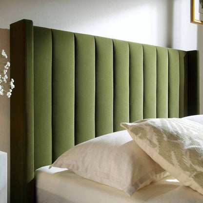 Lit TV ottoman en velours vert mousse Wilton