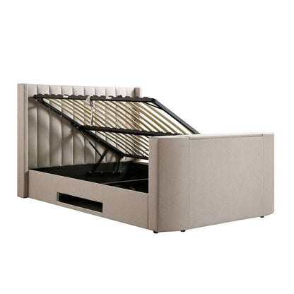 Lit TV ottoman en tissu Wilton Warm Stone