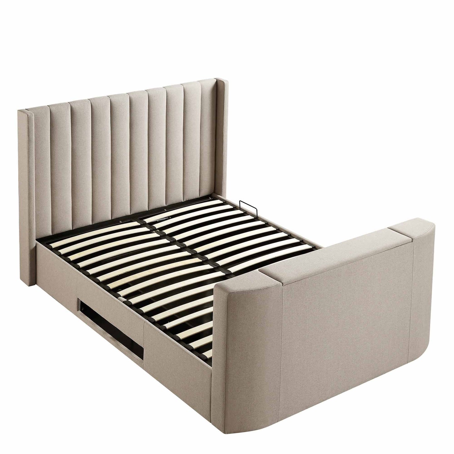 Lit TV ottoman en tissu Wilton Warm Stone