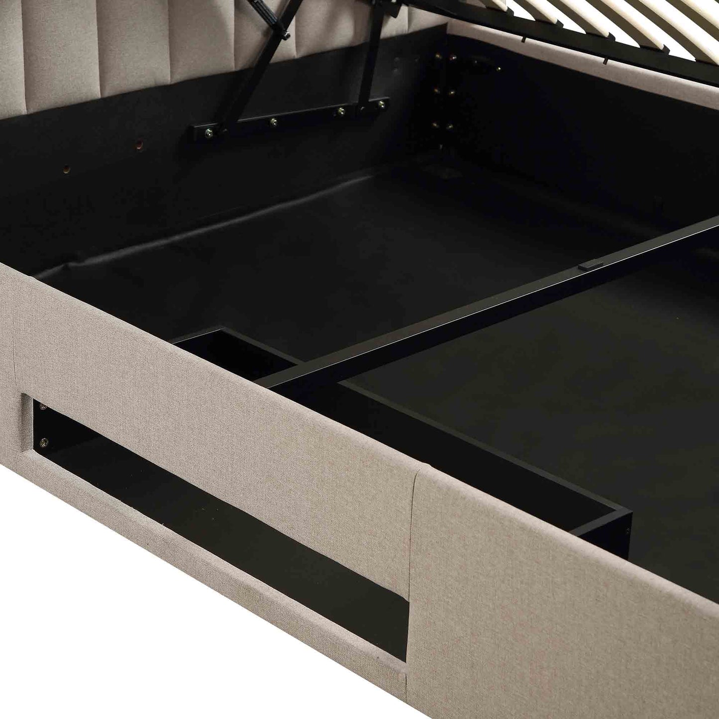 Lit TV ottoman en tissu Wilton Warm Stone