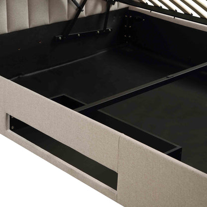 Lit TV ottoman en tissu Wilton Warm Stone