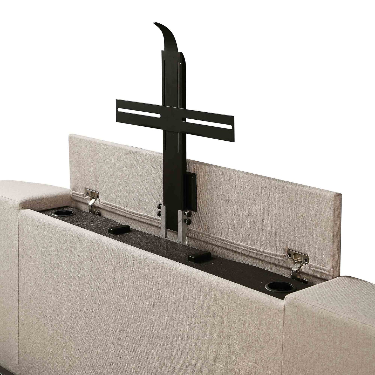 Lit TV ottoman en tissu Wilton Warm Stone