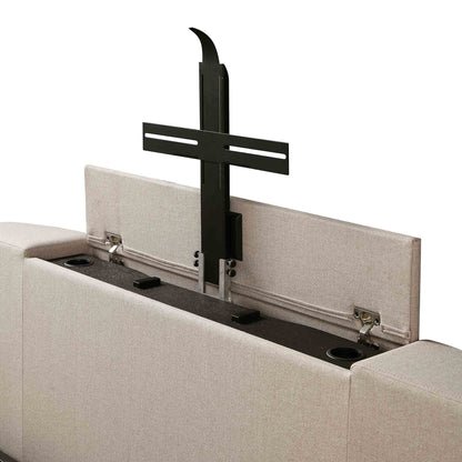 Lit TV ottoman en tissu Wilton Warm Stone